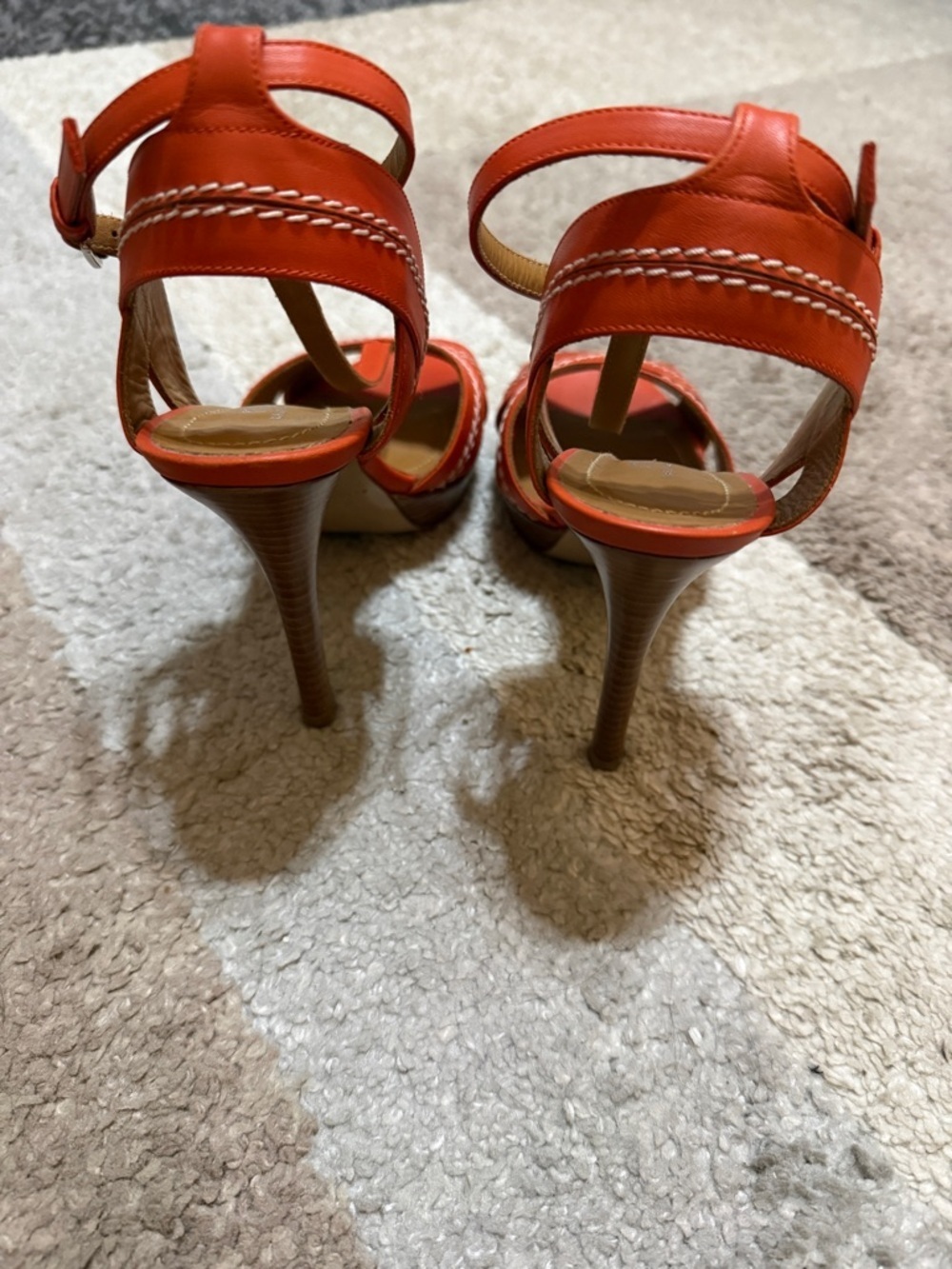 Polo by Ralph Lauren Orange Strappy Ankle-Wrap Heels- 36.5 - Picture 4 of 8